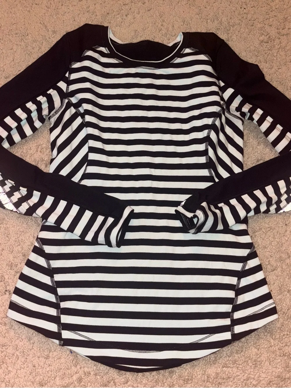 Lululemon Run Reflect long sleeve in sea stripe mint moment black